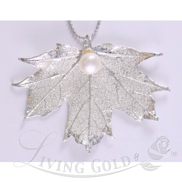 Sugar Maple Pendant / Necklace in Silver with Pearl