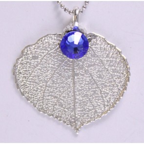 Aspen Pendant / Necklace in Silver with Dark Blue Swarovski Crystal