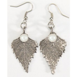 Birch Earrings in Platinum with Pearl