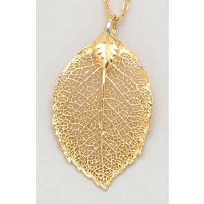 Rose Leaf Pendant / Necklace in 24k Gold
