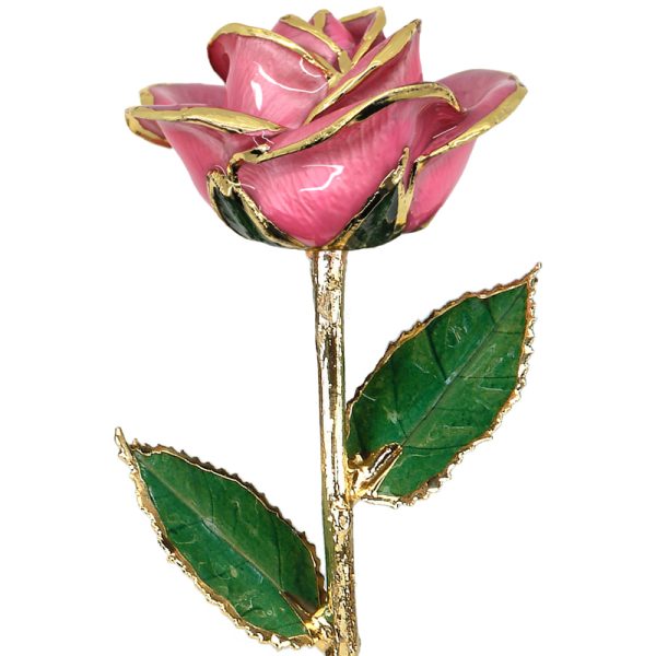 Lacquer Dipped 24k Gold discount Trimmed Red Decorative Real Rose