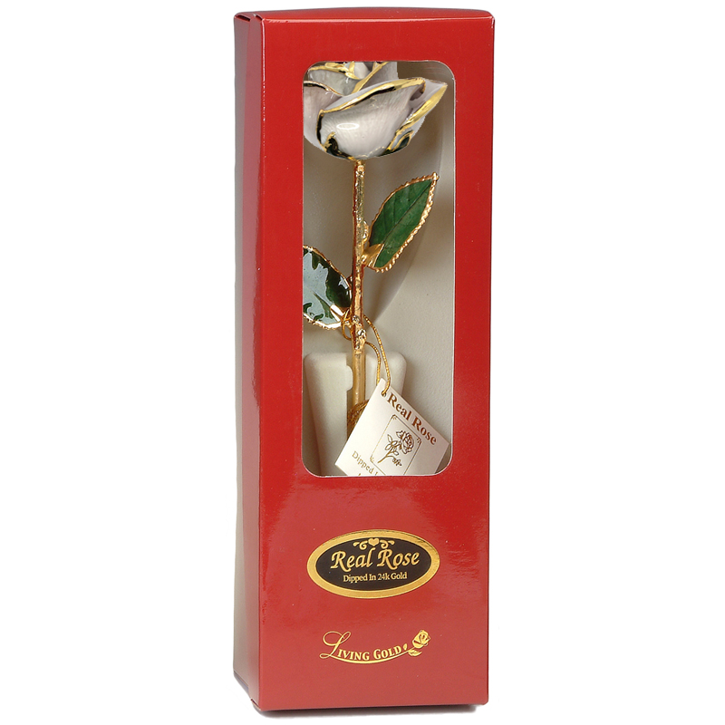 Pearl White Rose in Gold (April) - Living Gold Co. Pearl White Rose in Gold (April) - Living Gold Co.