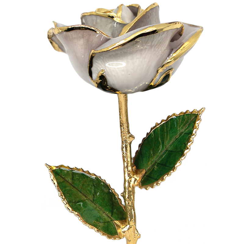 Pearl White Rose in Gold (April) - Living Gold Co. Pearl White Rose in Gold (April) - Living Gold Co.